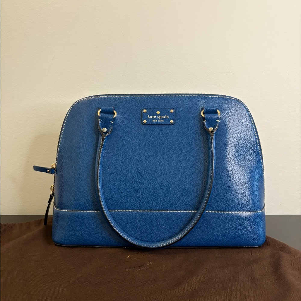 Vintage Kate Spade Blue Satchel with Gold Hardware